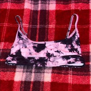 black and white tye-dye bikini top